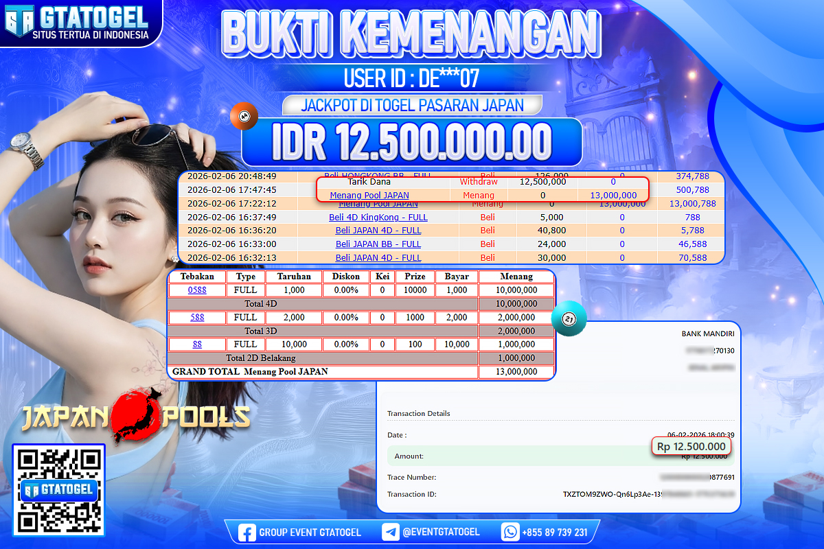 BUKTI KEMENANGAN GTATOGEL NEW ( TGL 07 - 02 - 2026 ) V4